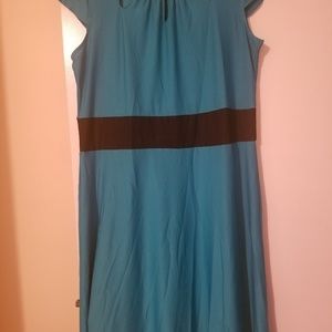 Ladies blue and black midi length dress sz large